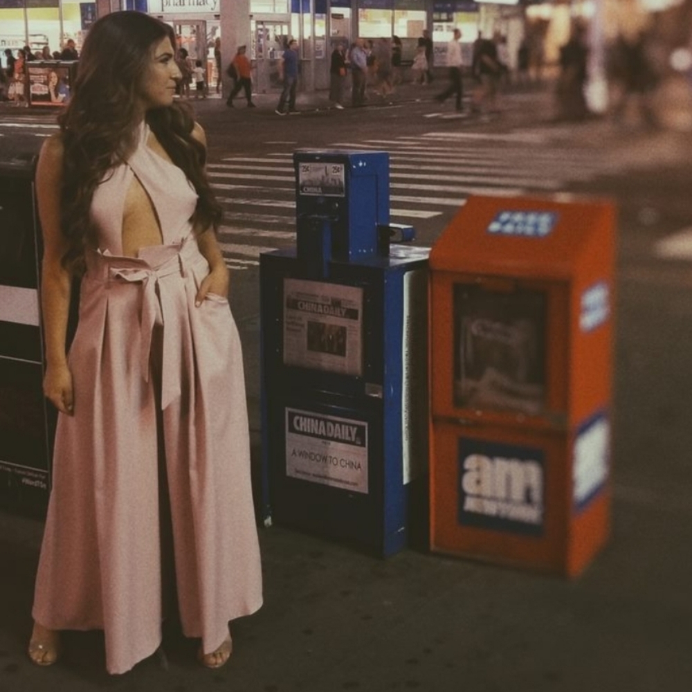 Wide Leg Pink Halter Jumpsuit